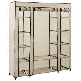 Armario con compartimentos y varillas tela crema 150x45x176 cm de vidaXL, Armarios roperos - Ref: Foro24-282435, Precio: 53,3...