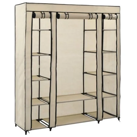 Armario con compartimentos y varillas tela crema 150x45x176 cm de vidaXL, Armarios roperos - Ref: Foro24-282435, Precio: 52,3...