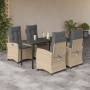 Set comedor de jardín 5 pzas con cojines ratán sintético beige en Conjuntos de jardín | Comprar online en Foru.es