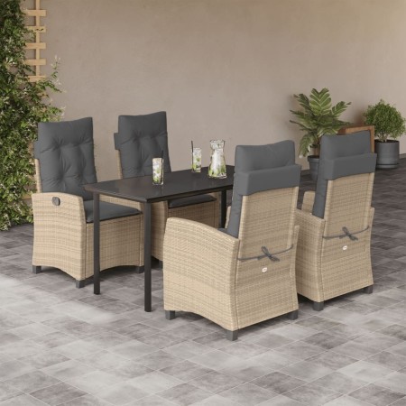 Set comedor de jardín 5 pzas con cojines ratán sintético beige en Conjuntos de jardín | Comprar online en Foru.es