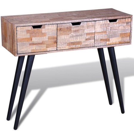 Mesa consola con 3 cajones de madera de teca reciclada en Mesas auxiliares | Comprar online en Foru.es