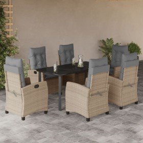 Set comedor de jardín 7 pzas con cojines ratán sintético beige en Conjuntos de jardín | Comprar online en Foru.es