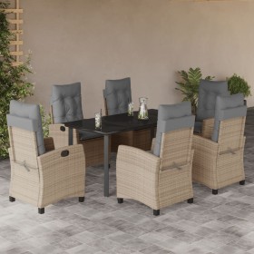 Set comedor de jardín 7 pzas con cojines ratán sintético beige en Conjuntos de jardín | Comprar online en Foru.es