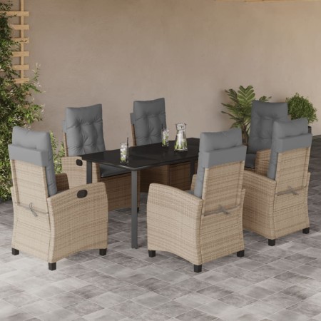 Set comedor de jardín 7 pzas con cojines ratán sintético beige en Conjuntos de jardín | Comprar online en Foru.es