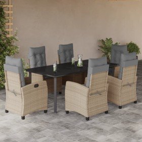 Set comedor de jardín 7 pzas con cojines ratán sintético beige en Conjuntos de jardín | Comprar online en Foru.es