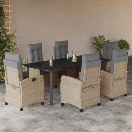 Set comedor de jardín 7 pzas con cojines ratán sintético beige en Conjuntos de jardín | Comprar online en Foru.es