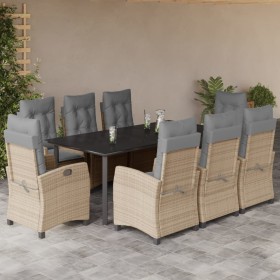 Set comedor de jardín 9 pzas con cojines ratán sintético beige en Conjuntos de jardín | Comprar online en Foru.es