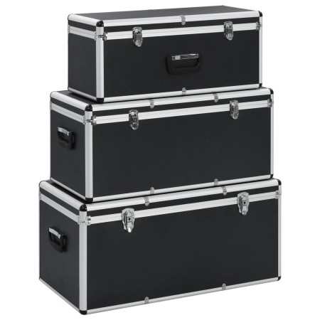 Cajas de almacenamiento 3 unidades aluminio negro de vidaXL, Cajas de herramientas - Ref: Foro24-91853, Precio: 214,91 €, Des...