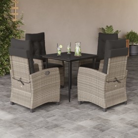 Set comedor de jardín 5 pzas cojines ratán sintético gris claro en Conjuntos de jardín | Comprar online en Foru.es