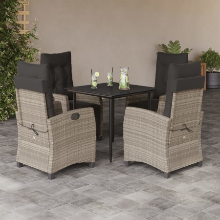 Set comedor de jardín 5 pzas cojines ratán sintético gris claro en Conjuntos de jardín | Comprar online en Foru.es