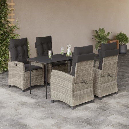 Set comedor de jardín 5 pzas cojines ratán sintético gris claro en Conjuntos de jardín | Comprar online en Foru.es