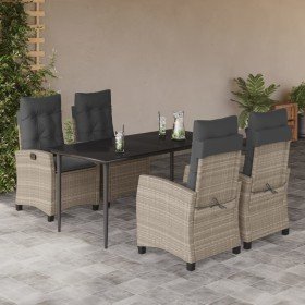 Set comedor de jardín 5 pzas cojines ratán sintético gris claro en Conjuntos de jardín | Comprar online en Foru.es