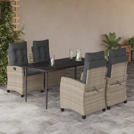 Set comedor de jardín 5 pzas cojines ratán sintético gris claro en Conjuntos de jardín | Comprar online en Foru.es