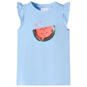 Camiseta infantil de manga volante azul claro 128 de , Camisetas para niños - Ref: Foro24-10632, Precio: 8,45 €, Descuento: %
