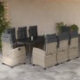 Set comedor de jardín 9 pzas cojines ratán sintético gris claro en Conjuntos de jardín | Comprar online en Foru.es
