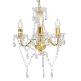 Lámpara de araña con cuentas dorado redonda 3 x E14 de vidaXL, Lámparas - Ref: Foro24-281600, Precio: 63,42 €, Descuento: %
