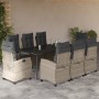 Set comedor de jardín 9 pzas cojines ratán sintético gris claro en Conjuntos de jardín | Comprar online en Foru.es
