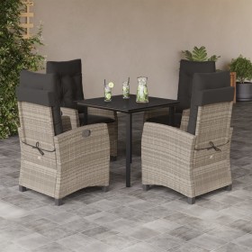Set comedor de jardín 5 pzas cojines ratán sintético gris claro en Conjuntos de jardín | Comprar online en Foru.es