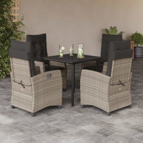 Set comedor de jardín 5 pzas cojines ratán sintético gris claro en Conjuntos de jardín | Comprar online en Foru.es
