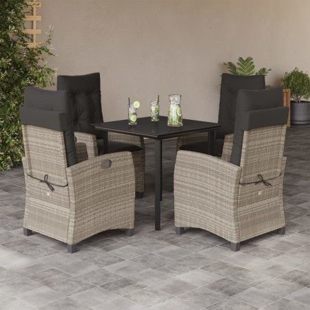 Set comedor de jardín 5 pzas cojines ratán sintético gris claro en Conjuntos de jardín | Comprar online en Foru.es