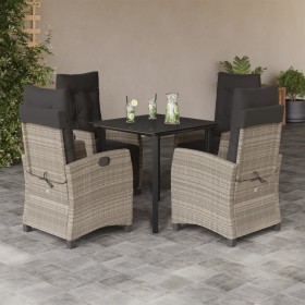 Set comedor de jardín 5 pzas cojines ratán sintético gris claro en Conjuntos de jardín | Comprar online en Foru.es