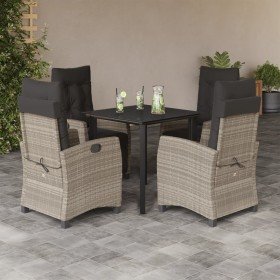 Set comedor de jardín 5 pzas cojines ratán sintético gris claro en Conjuntos de jardín | Comprar online en Foru.es