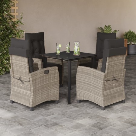 Set comedor de jardín 5 pzas cojines ratán sintético gris claro en Conjuntos de jardín | Comprar online en Foru.es