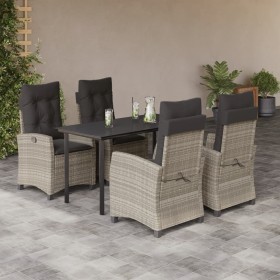 Set comedor de jardín 5 pzas cojines ratán sintético gris claro en Conjuntos de jardín | Comprar online en Foru.es