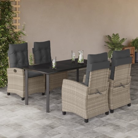 Set comedor de jardín 5 pzas cojines ratán sintético gris claro en Conjuntos de jardín | Comprar online en Foru.es