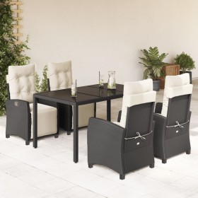 Set de muebles jardín 5 pzas con cojines ratán sintético negro en Conjuntos de jardín | Comprar online en Foru.es