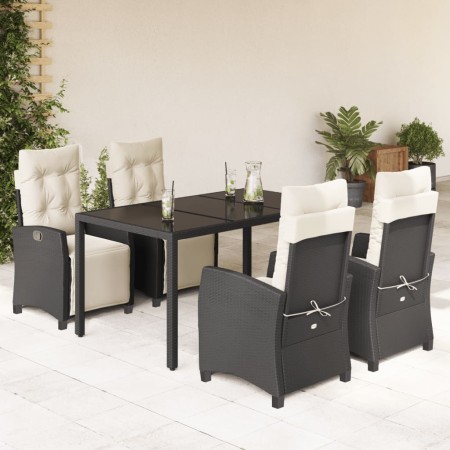 Set de muebles jardín 5 pzas con cojines ratán sintético negro en Conjuntos de jardín | Comprar online en Foru.es