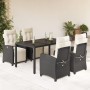 Set de muebles jardín 5 pzas con cojines ratán sintético negro en Conjuntos de jardín | Comprar online en Foru.es