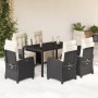 Set de comedor de jardín 7 pzas y cojines ratán sintético negro en Conjuntos de jardín | Comprar online en Foru.es