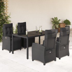 Set de muebles jardín 5 pzas con cojines ratán sintético negro en Conjuntos de jardín | Comprar online en Foru.es