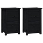 Mesitas de noche 2 uds madera maciza de pino negro 40x35x61,5cm de vidaXL, Mesitas de noche - Ref: Foro24-820955, Precio: 88,...