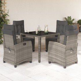 Set comedor de jardín 5 piezas con cojines ratán sintético gris en Conjuntos de jardín | Comprar online en Foru.es