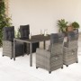 Set comedor de jardín 5 piezas con cojines ratán sintético gris en Conjuntos de jardín | Comprar online en Foru.es