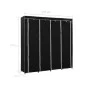 Armario con 4 compartimentos negro 175x45x170 cm de vidaXL, Armarios roperos - Ref: Foro24-282445, Precio: 58,13 €, Descuento: %