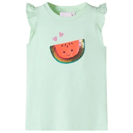 Camiseta infantil de manga volante verde suave 104 de , Camisetas para niños - Ref: Foro24-10635, Precio: 8,45 €, Descuento: %