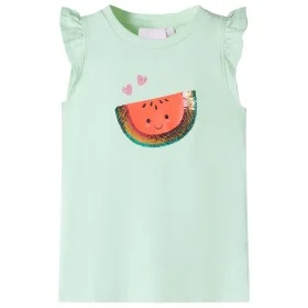 Camiseta infantil de manga volante verde suave 128 de , Camisetas para niños - Ref: Foro24-10637, Precio: 8,45 €, Descuento: %