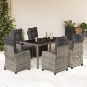 Set comedor jardín 7 pzas y cojines ratán sintético gris en Conjuntos de jardín | Comprar online en Foru.es