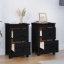 Mesitas de noche 2 uds madera maciza de pino negro 40x35x61,5cm de vidaXL, Mesitas de noche - Ref: Foro24-820955, Precio: 88,...