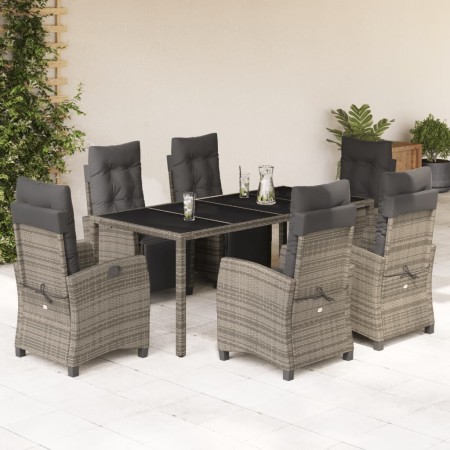 Set comedor jardín 7 pzas y cojines ratán sintético gris en Conjuntos de jardín | Comprar online en Foru.es