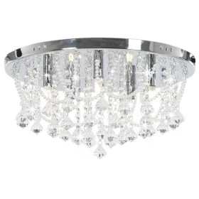 Lámpara de techo con cristales plateado redonda 4 bombillas G9 de vidaXL, Lámparas - Ref: Foro24-281583, Precio: 90,57 €, Des...