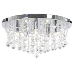 Lámpara de techo con cristales plateado redonda 4 bombillas G9 de vidaXL, Lámparas - Ref: Foro24-281583, Precio: 88,80 €, Des...