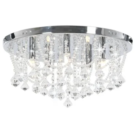 Lámpara de techo con cristales plateado redonda 4 bombillas G9 de vidaXL, Lámparas - Ref: Foro24-281583, Precio: 90,57 €, Des...