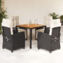 Set de muebles jardín 5 pzas con cojines ratán sintético negro en Conjuntos de jardín | Comprar online en Foru.es