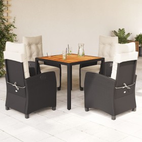 Set de muebles jardín 5 pzas con cojines ratán sintético negro en Conjuntos de jardín | Comprar online en Foru.es