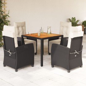 Set de muebles jardín 5 pzas con cojines ratán sintético negro en Conjuntos de jardín | Comprar online en Foru.es
