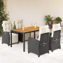 Set de muebles jardín 5 pzas con cojines ratán sintético negro en Conjuntos de jardín | Comprar online en Foru.es